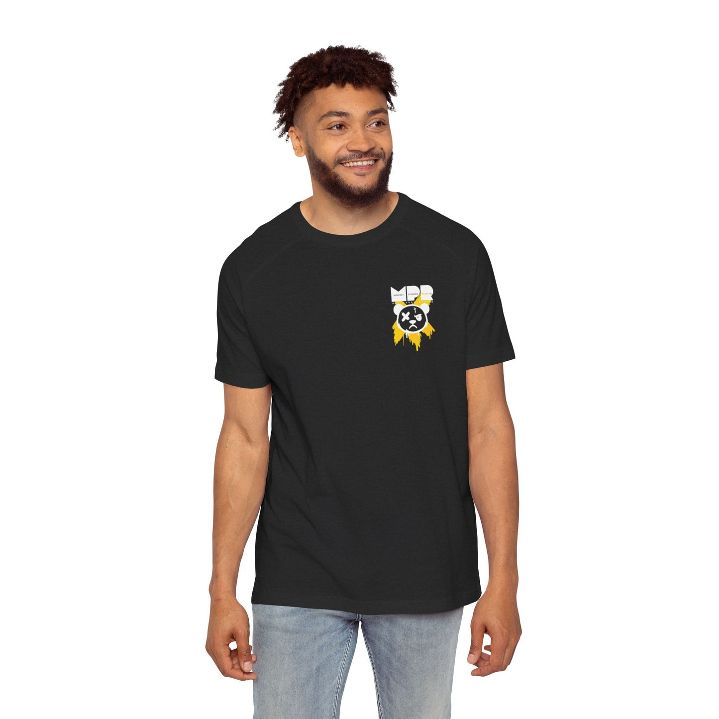 Do You Even Pin It, Bro? | Men’s Moto Raglan Shirt – Bold Grunge Panda Graphic Tee
