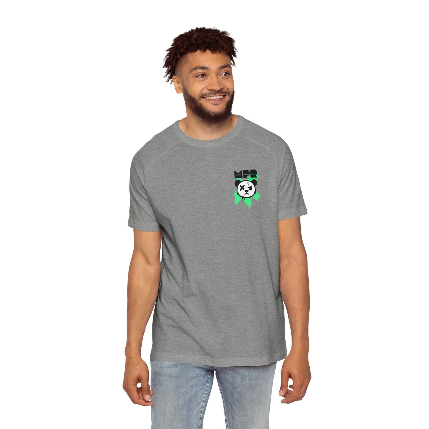 Do You Even Pin It, Bro? | Men’s Moto Raglan Shirt – Bold Grunge Panda Graphic Tee
